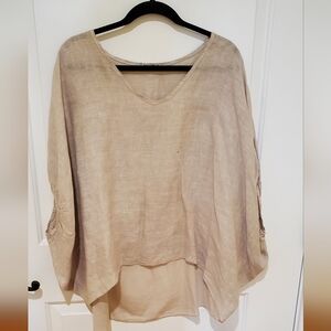 MeoMei Beige Linen Cocoon Blouse